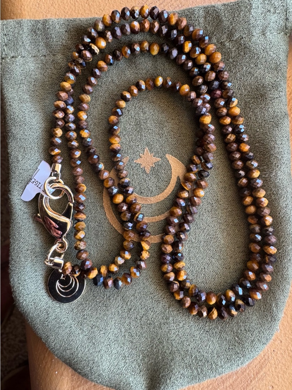 Jane Win Double Wrap Diamond Cut Beaded Necklace in Tigers Eye - Picture 11 of 11